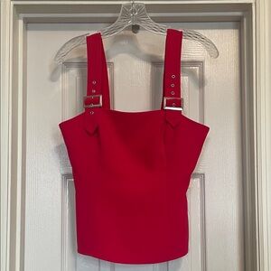 Amanda Uprichard Pink Buckle-Strap Square Neck Cami